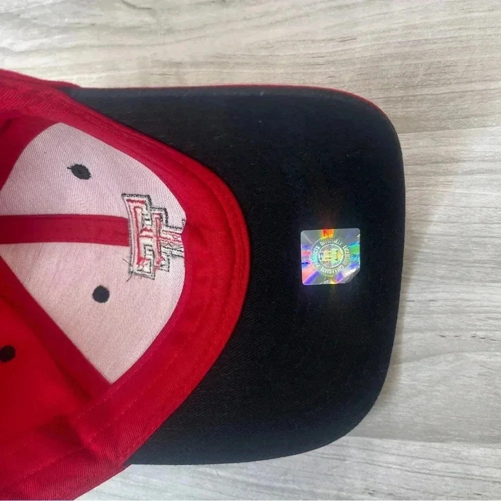 Texas Tech Red Raiders Football Hook and Loop Adjustable Cap Hat Red Black